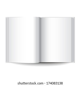 White blank opened book isolated vector illustration