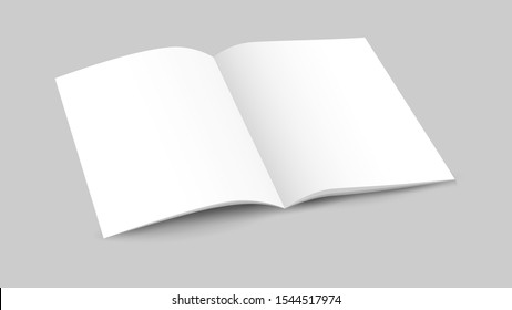 White blank opened magazine with soft shadows on dark background, mock up.Vector illustration,template ready for design 