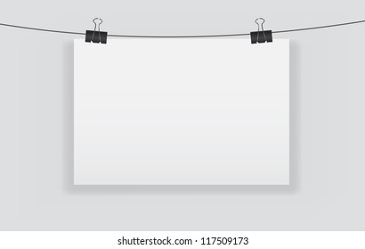 White blank page with clip vector illustration