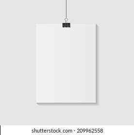 White Blank Page with Clip Vector Illustration