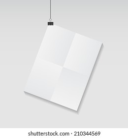White Blank Page with Clip Vector Illustration 