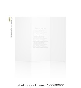 White blank paper brochure. Trifold paper isolated on white background. Vector illustration. EPS 10.