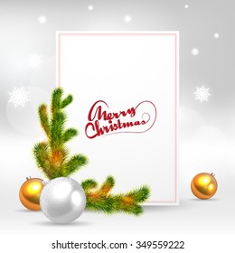 White Blank paper, With christmas decoratioan and lettering,

