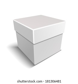 White Blank Paper Close Gift Box on Light Background
