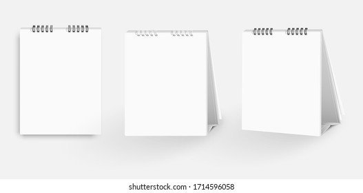 White blank paper desk spiral calendar.