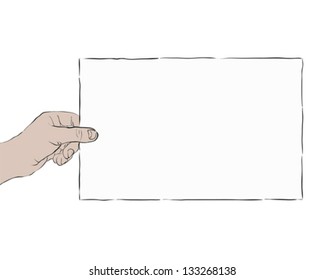 white blank paper in hand