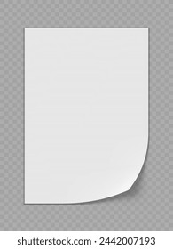 White Blank Paper Mockup On Transparent Background. EPS10 Vector