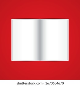 White Blank Paper Note Book on Red Background