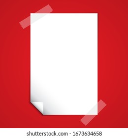 White Blank Paper Note on Red Background