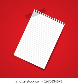 White Blank Paper Note on Red Background