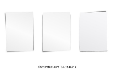 White blank paper sheet set with shadow. 