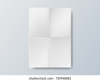 White blank paper size A4 brochure on gray background. Vector illustration.