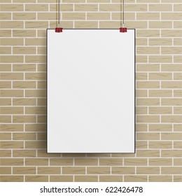 White Blank Paper Wall Poster Mock up Template Vector Illustration