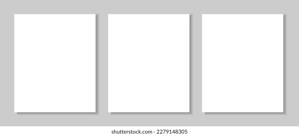 White blank papers with shadows on the pink background. Templates for presentation of design. Mock up for magazine or catalogue. Empty place for text or blank. Corporate design.