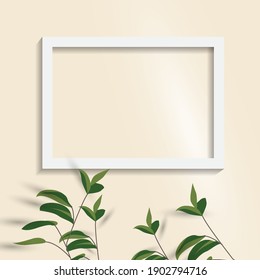 White blank picture frame. Empty white picture frame mockup template isolated. Vector illustration