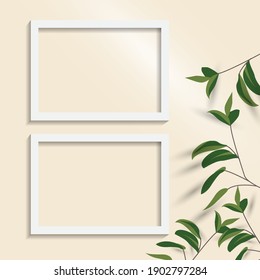 White blank picture frame. Empty white picture frame mockup template isolated. Vector illustration