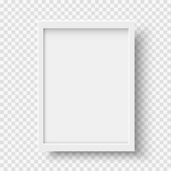 White Blank Picture Frame, Realistic Vertical Picture Frame, A4. Empty White Picture Frame Mockup Template Isolated. Vector Illustration