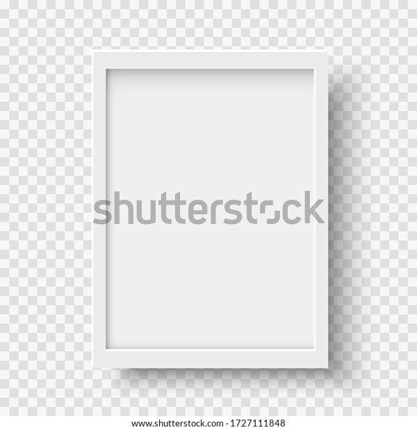White blank picture frame, realistic\
vertical picture frame, A4. Empty white picture frame mockup\
template isolated. Vector\
illustration