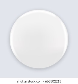 White Blank Pin Button Badge Isolated On Background. Realistic Vector Illustration Mockup.