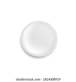White blank plain plate realistic template for branding vector illustration isolated on white background. Empty tableware and kitchenware mockup for restaurant identity.