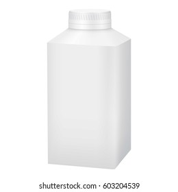 White blank plastic bottle with cap mockup. Realistic illustration of white blank plastic bottle with cap vector mockup for web