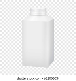 White blank plastic bottle with cap mockup. Realistic illustration of white blank plastic bottle with cap vector mockup for web