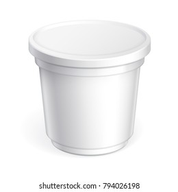 White blank plastic container forice cream, sour cream, chocolate paste and other products. Vector illustration