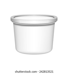 White blank plastic container for ice cream.