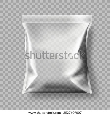 White Blank Plastic Metallic Foil Bag Mockup Template. EPS10 Vector