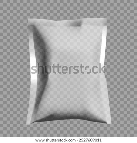 White Blank Plastic Metallic Foil Bag Mockup Template. EPS10 Vector