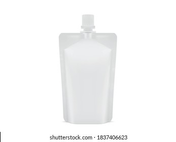 white blank plastic packaging doy pack isolated on white background mock up vector