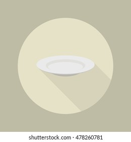 White blank plate flat icon. Vector illustration