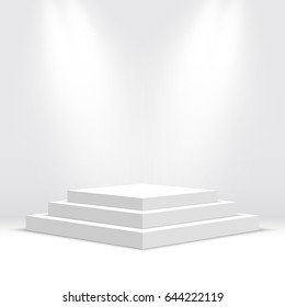 White blank podium. Vector illustration.