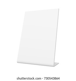 White blank pos stand banner mockup - half side 3/4 view. Template to display your design ideas. Vector illustration