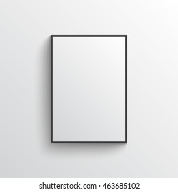 White blank poster with frame mock-up on grey wall