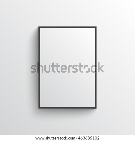 White blank poster with frame mock-up on grey wall