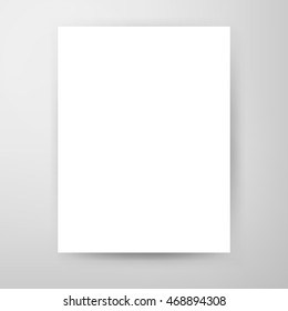 White Blank Poster Mockup. Vector Illustration of Business Paper Backdrop for Product Presentation.