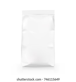 White Blank Pouch. Pack For Cereal Or Grains. EPS10 Vector