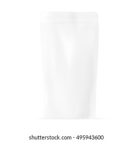 White Blank Pouch. Pack For Sauce, Mayonnaise Or Ketchup. EPS10 Vector