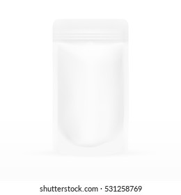 Bolsa Blanca En Blanco Con Tapón. Envase Para Salsa, Mayonesa O Ketchup. Vector EPS10