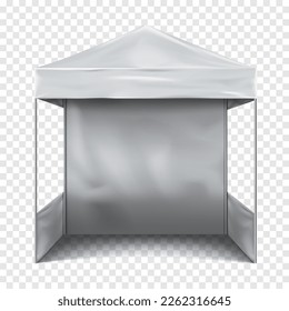 White blank promotional canopy tent vector mockup. Pop-up gazebo realistic mock-up. Foldable event marquee. Template for design