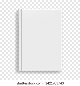 White blank rectangular vector blank realistic book, closed organizer or photobook cover template with sheet of A4. Front view of binding hardcover notepad or diary mockup for catalog, menu