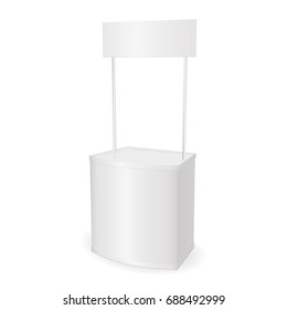 White Blank Retail Trade Stand Mockup Isolated - Half Side View. Vector Illustration