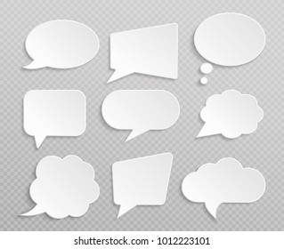 White blank retro speech bubbles isolated vector set. Illustration of cloud bubble speech for communication