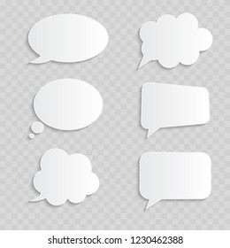 White blank retro speech bubbles set on transparent background. Vector Illustration EPS10