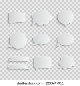 White blank retro speech bubbles set on transparent background. Vector Illustration EPS10