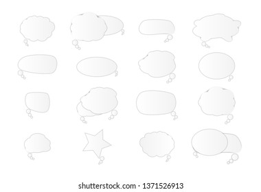 White blank retro speech bubbles set on white background. Vector Illustration. EPS10