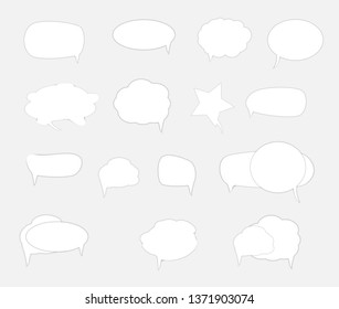 White blank retro speech bubbles set on white background. Vector Illustration. EPS10