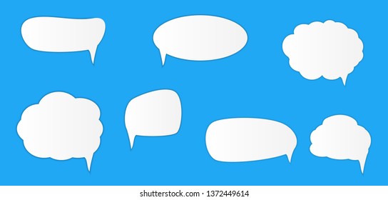 White blank retro speech bubbles set on blue background. Vector Illustration. EPS10