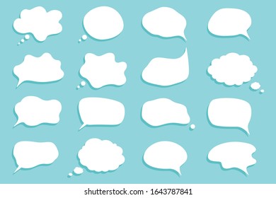 White blank retro speech bubbles set on blue background